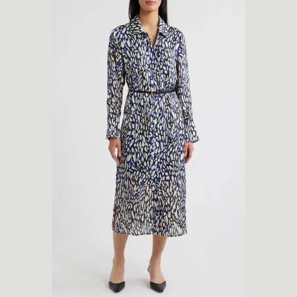 Sam Edelman Dresses & Skirts - NEW Sam Edelman Size 6 Abstract Print Long Sleeve Shirt Dress Midi Luxury Office